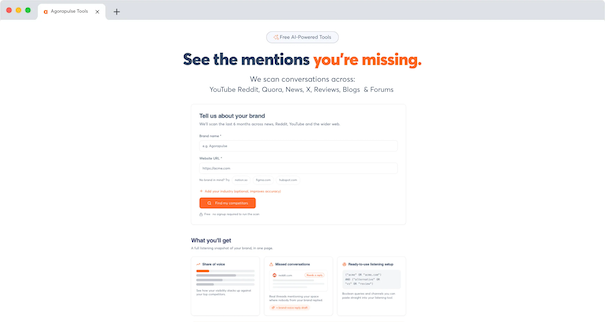 Blind Spot Report product screen